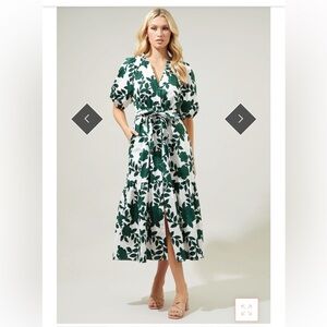 Sugarlips Curve Step Out Forest Green Floral Midi Dress NWT size 3x
